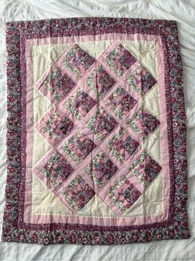 Handmade Pink Floral Patchwork Pillowcase - Soft Pastel Bedding